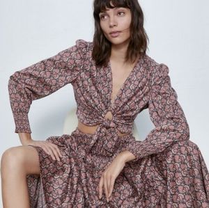 Zara | Tops | Zara Printed Blouse With 